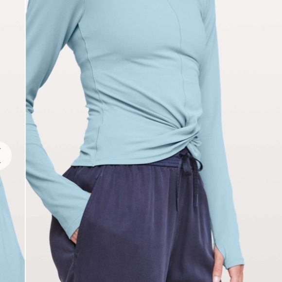 Lululemon Melodic Movement Long Sleeve Cascade Blue Cowl Neck size 12 - Picture 9 of 14